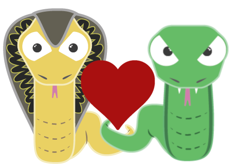 Cobra and Viper logos smooshing a heart