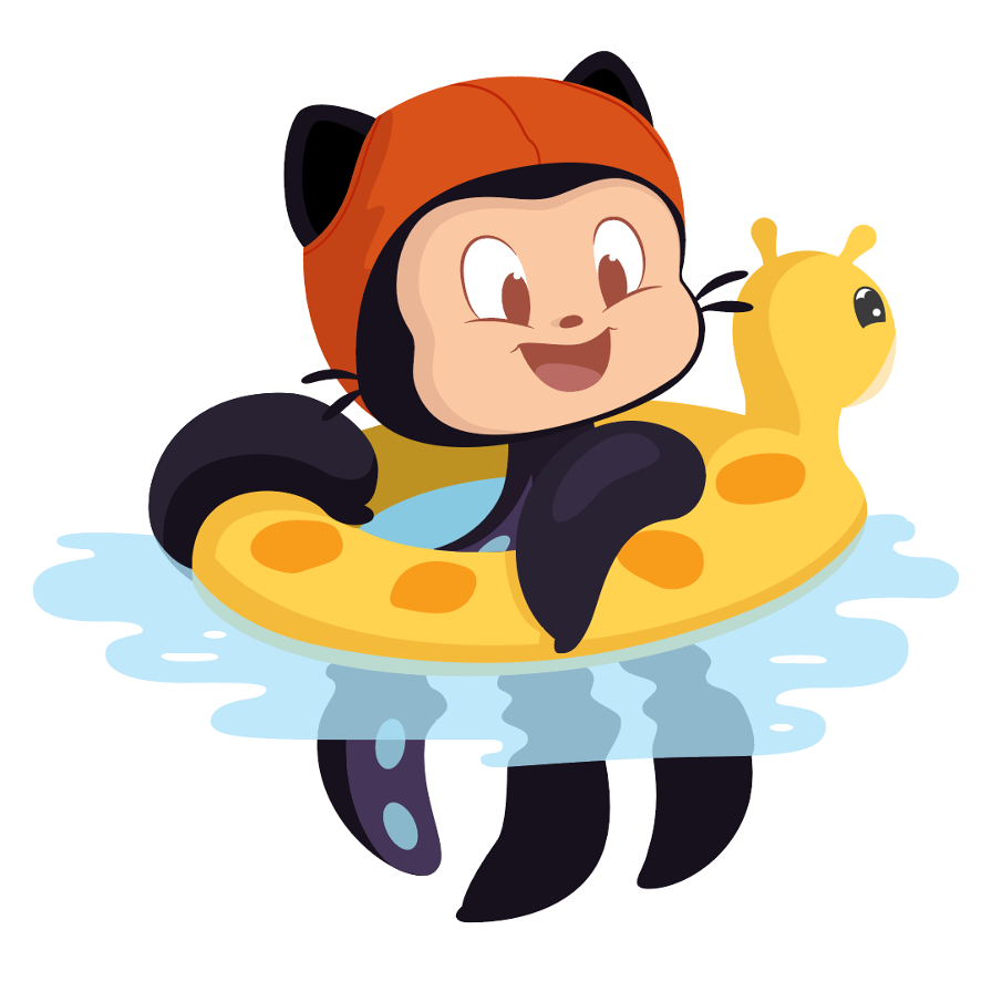 Young octocat in swimming floaties